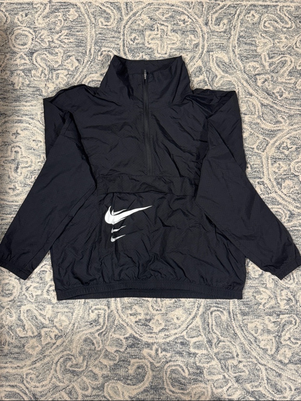 Nike Black Pullover track jacket with Swooshes